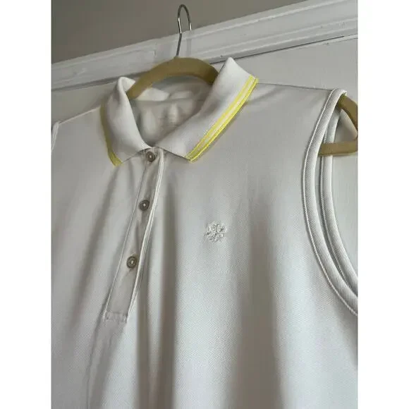 Tory Sport TECH PIQUÉ SLEEVELESS POLO White Sz XL - Picture 6 of 8